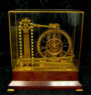 French Style Solid Rosewood Base 8 Day Waterwheel Industrial Ball Bearing Clock