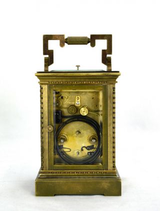 French Style Petite Sonnerie Striking Quarter Repeater Brass Carriage Clock 4