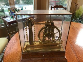 French Style Solid Rosewood Base 8 Day Waterwheel Industrial Ball Bearing Clock