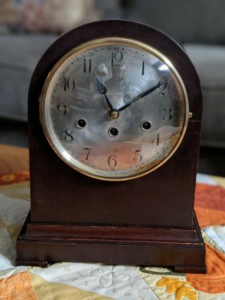 1920 Junghans Westminster Chime Mahogany Mantle Clock B - 20,  Model 160.  Restored