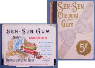 5¢ Sen - Sen Chewing Gum Large Counter Display Box Lid Graphic On Both Sides C347