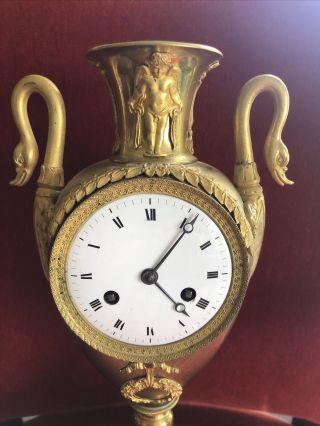 Directoire French gilt bronze vase Swan Neck clock 2