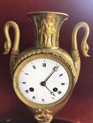 Directoire French gilt bronze vase Swan Neck clock 4