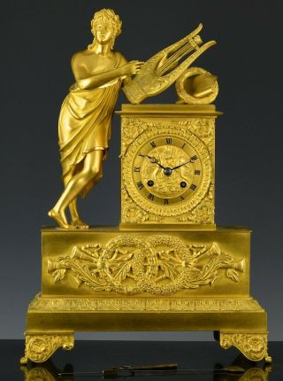 C1820 French Empire Ormolu Gilt Bronze Figural Mantle Table Clock 2