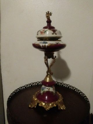 19th C.  French T Limoge Gold Gilt Red/maroon Porcelain Cherubs Mantle Clock