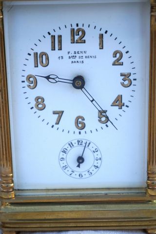 French Alarm Travel Clock Beveled Glass Bronze F Stenn Paris 1900 2