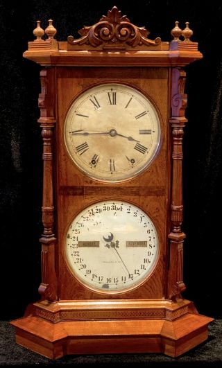 Seth Thomas " Parlor Calendar No 8 " Mantle Chime Clock Running And Striking