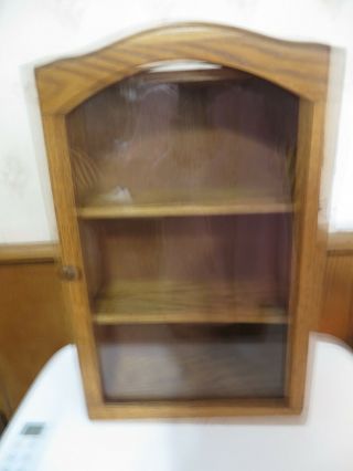 Small Tabletop Or Wall Curio Cabinet Light Wood,  15x10x 4 In