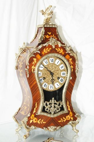 Italian Hermle Cartel Mantle Clock - Inlay,  Bronze Ornaments - Stale Louis Xv Boulle