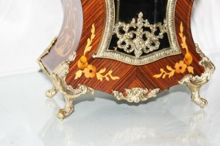 ITALIAN HERMLE CARTEL MANTLE CLOCK - INLAY,  BRONZE ORNAMENTS - STALE LOUIS XV BOULLE 3