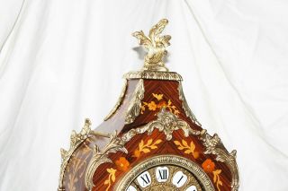 ITALIAN HERMLE CARTEL MANTLE CLOCK - INLAY,  BRONZE ORNAMENTS - STALE LOUIS XV BOULLE 4
