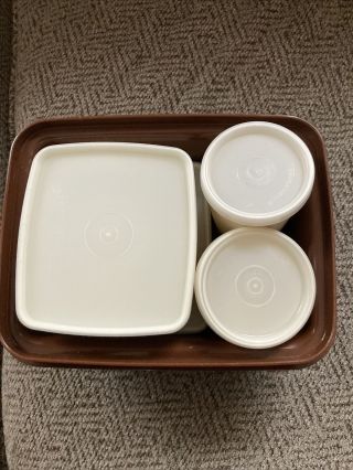 Vintage Tupperware Pack N Carry Lunch Box 1254 Brown with 4 containers 2