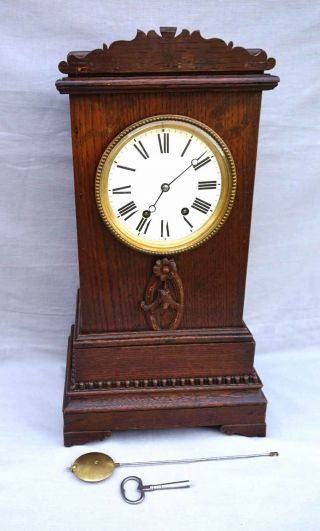French Mantle Clock 8 Days Movement Wooden Case 19th C