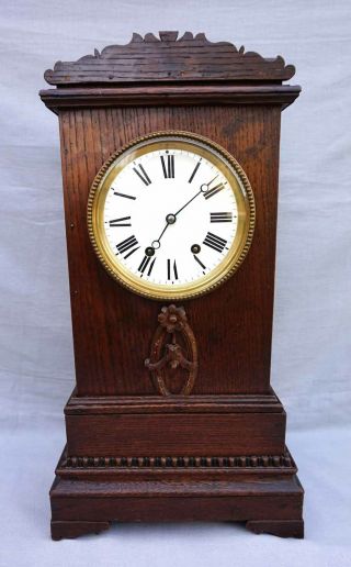 French Mantle Clock 8 Days Movement Wooden Case 19th C 2