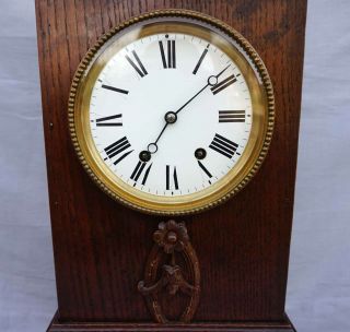 French Mantle Clock 8 Days Movement Wooden Case 19th C 3