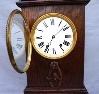 French Mantle Clock 8 Days Movement Wooden Case 19th C 4