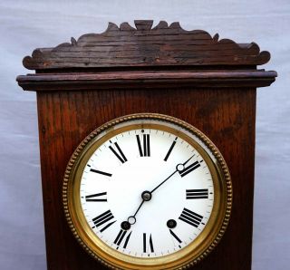 French Mantle Clock 8 Days Movement Wooden Case 19th C 5