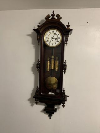 48 " German Grand Sonnerie 3 Weight Vienna Regulator Wall Clock.  Estate.