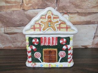 Vintage WORLD BAZAAR INC Ceramic Christmas Gingerbread House Cookie Jar 2