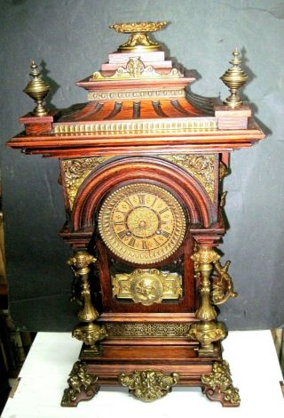 Vintage Lenzkisrch Mantel Clock,  Oak And Bronze Ormolu.  1865 - 70 A Very Fine C
