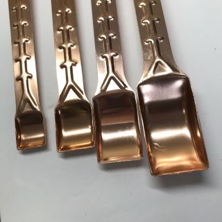 Copper Colored Aluminum Measuring Spoons Set Of 4 Hanging Unique Mcm Vintage