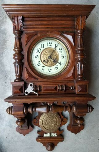 Gustav Becker German Wall Clock With Pendulum And Key
