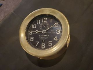 1918 Wwi Chelsea Boston Usa Brass Ships Navy Deck Clock W/certified Letter