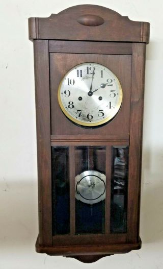 Gustav Becker 1900 German Wall Clock With 3 Chime Rod Bim Bam Strike - Bevel Glass