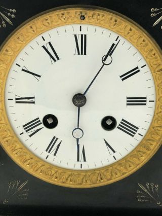 Japy Freres & Cie Med.  D ' Honneur Bronze & Marble Mantle Clock With Key (pj) 2