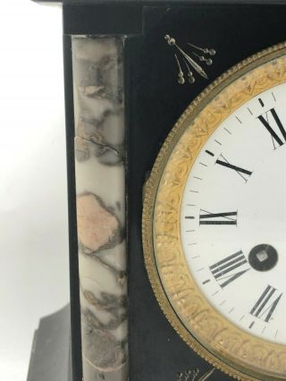 Japy Freres & Cie Med.  D ' Honneur Bronze & Marble Mantle Clock With Key (pj) 3