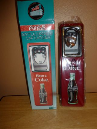 Coke Coca Cola Bottle Opener And Cap Catcher Wall Mount Stationary Nib