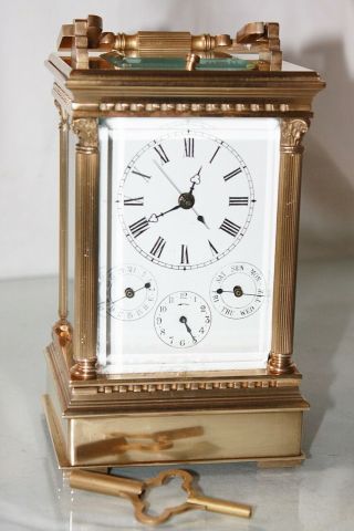 Large Fancy Repeater Carriage Clock,  Day,  Month,  Alarm,