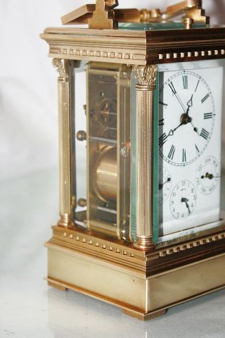 Large fancy repeater carriage clock,  day,  month,  alarm, 2