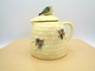 Vintage Ceramic Bee Hive Honey Pot Jar Pitcher With Lid