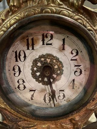 Antique Bronzed Cast Iron Victorian Mantle Clock Ornate Cherub Gargoyles 3