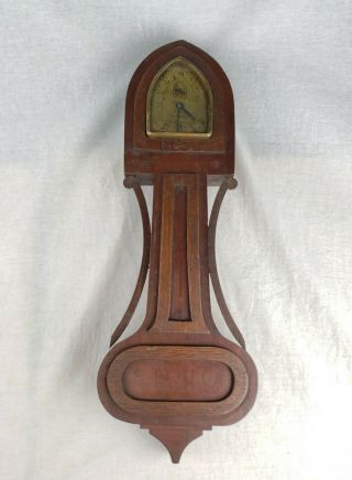 Rare Antique Haven True Time Tellers Ornate Banjo Style Wooden Wall Clock