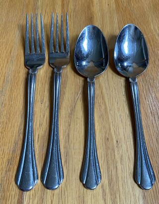 Pfaltzgraff Stainless Artesia 7 5/8 " Dinner Forks Set Of 2,  6 3/4 " Oval Soups