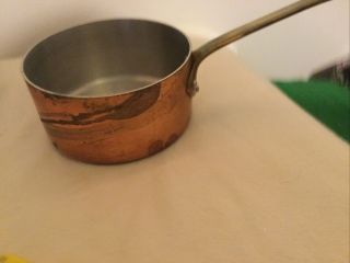 Vintage Copper Pot Sauce Pan French 5 " X 2.  25 " Brass Handle Guc