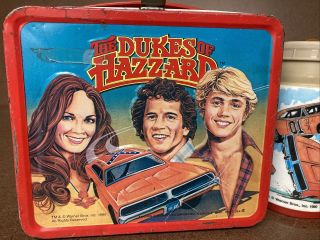 The Dukes Of Hazzard Vintage Metal Lunch Box 1980 Aladdin Tv Show With Thermos