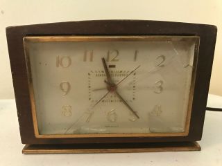 Vintage General Electric Telechron Mantle Clock Alarm Not Cracked Glass