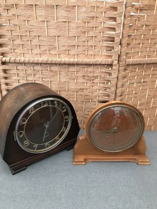 X 2 Vintage Wooden Mantel Clocks Spares/repair Unworking Project