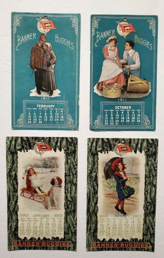 4 Banner Buggies Advertising Calendars 1911 & 1913 The Banner Buggy Co St.  Louis
