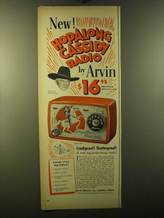 1950 Arvin Hopalong Cassidy Radio Advertisement