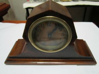 Rare Estate Antique Ansonia Walnut Boudoir Desk Clock Runs Well