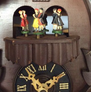 Antique Black Forest Musical Cuckoo Clock With Dancer For Repair Or Parts 2