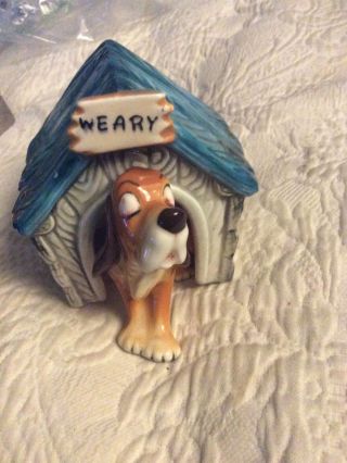 Vintage Weary Dog And Dog House Anthropomorphic Hound Salt And Pepper Shakers