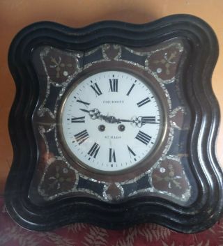 Fiquemont St Malo 1863 Italy Swiss Pearl & Bronze Inlay Grandfather Clock Box