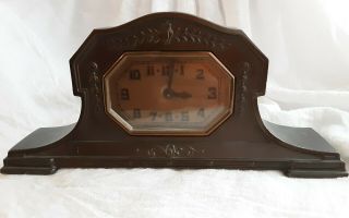 Lux Antique Mantle Clock Cast Iron Bronze Finish Waterbury Ct