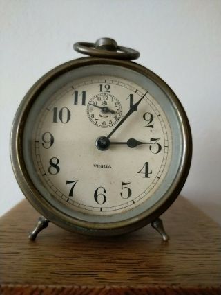 Vintage Italian Alarm Clock Made By Veglia For Spares Or Repairs.