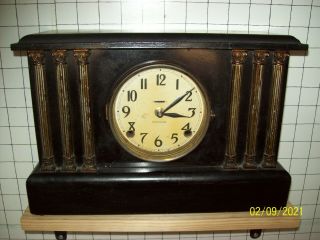 Antique E.  Ingraham Co.  Black And Gold Mantle Clock